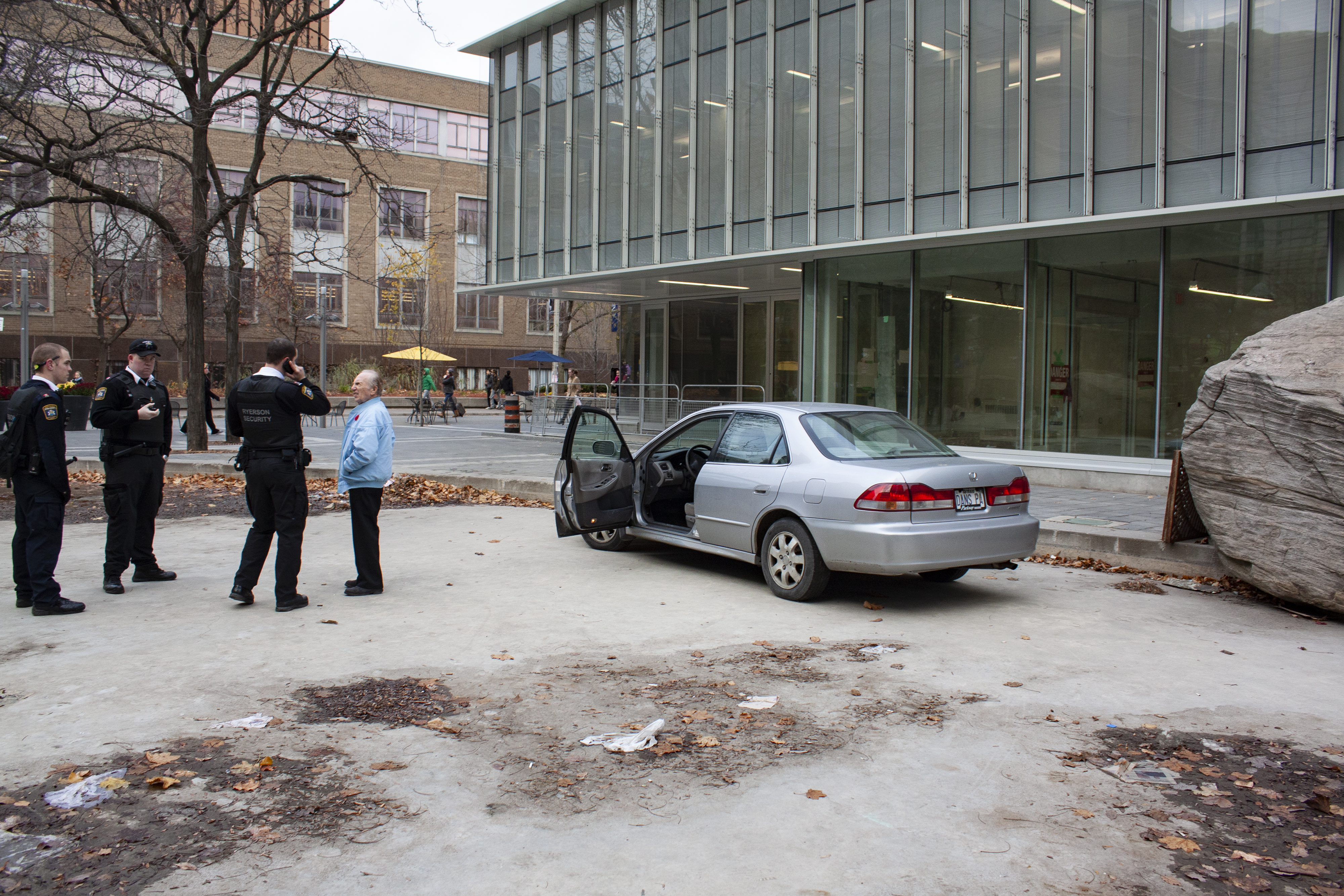A man said he accidentally drove his car into Lake Devo in Toronto on Nov. 21, 2011. (Steve Silva)